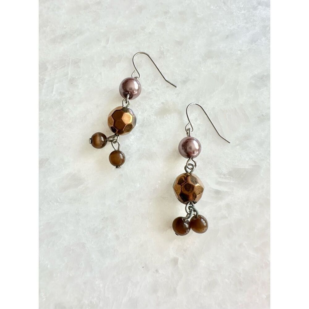 Chocolate Brown beaded dangle earrings 